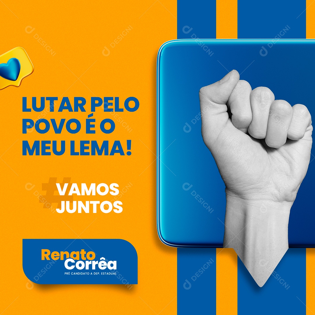 Lutar pelo povo é o meu lema Política Social Media PSD Editável