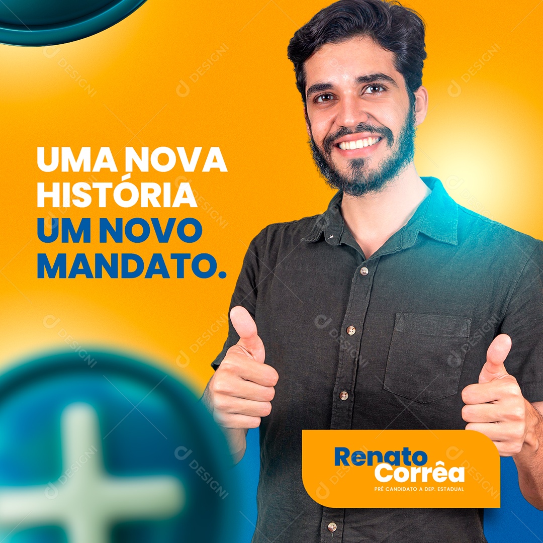 Uma nova história um novo mandato Política Social Media PSD Editável
