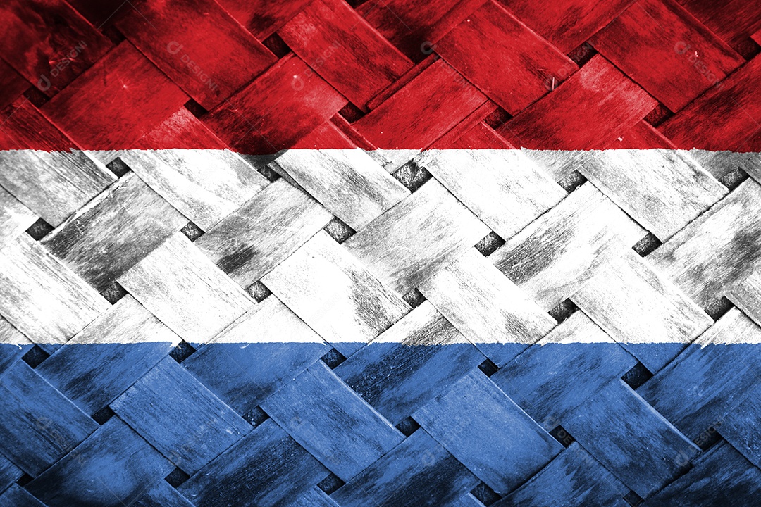 tela de bandeira de luxemburgo em fundo de madeira de vime