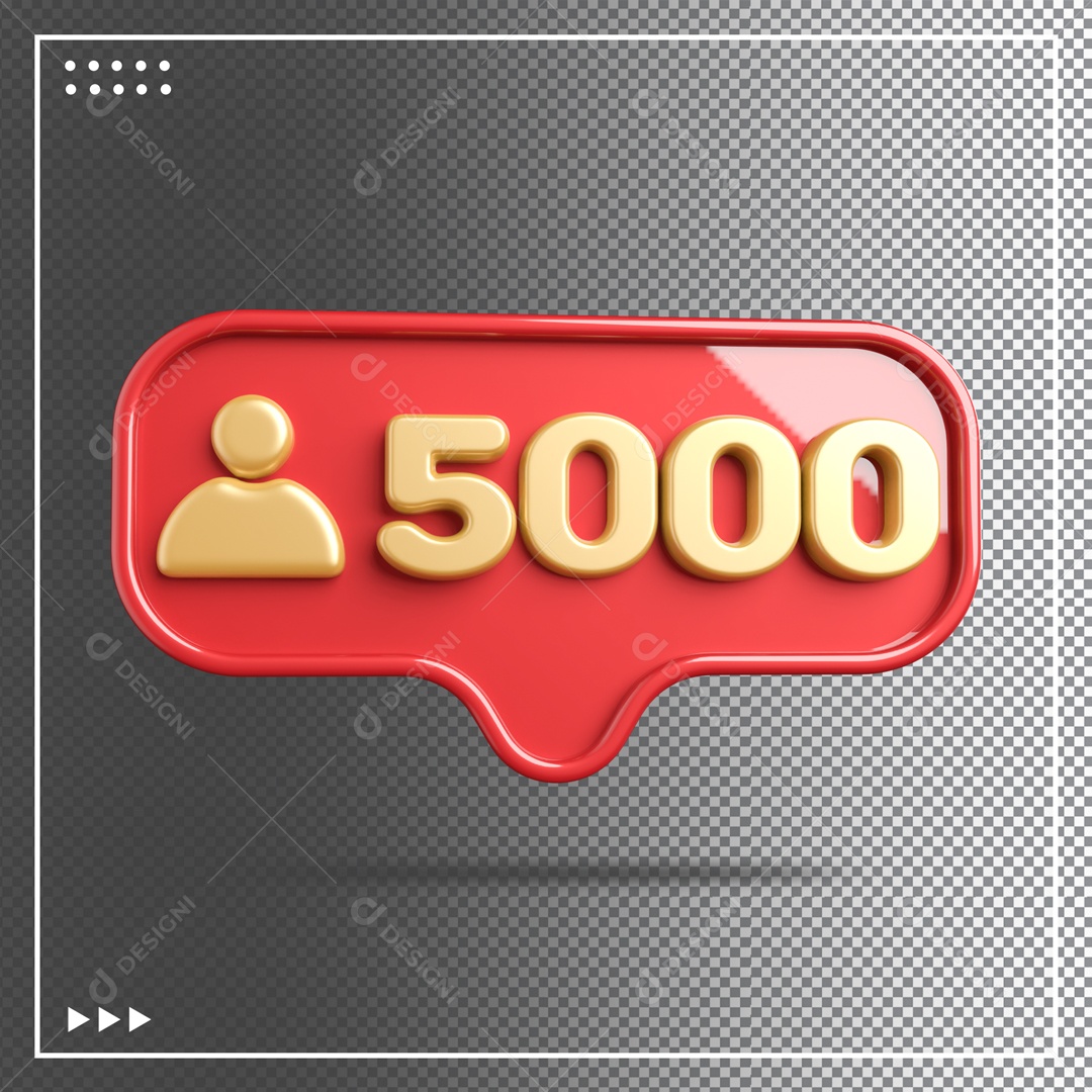 Ícone 3D de perfil com Seguidores 5k Elemento para Composição PSD