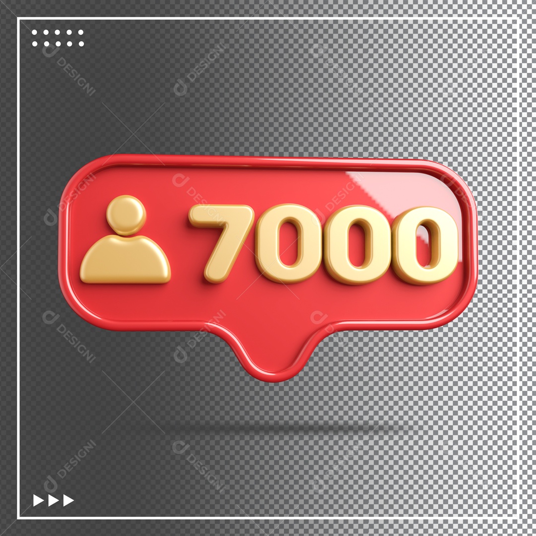Ícone 3D de perfil com Seguidores 7k Elemento para Composição PSD