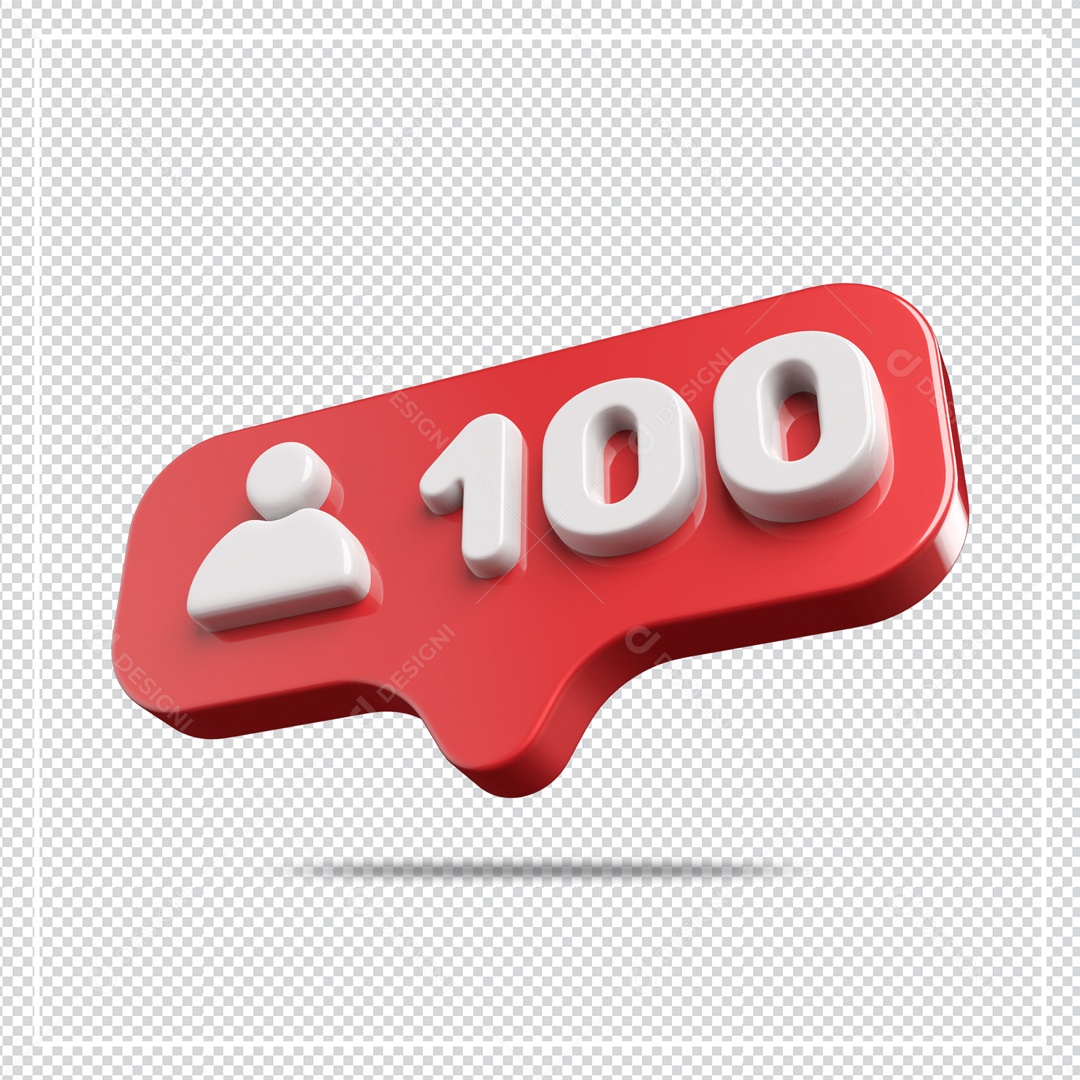 Ícone 3D de perfil com Seguidores 100 Elemento para Composição PSD