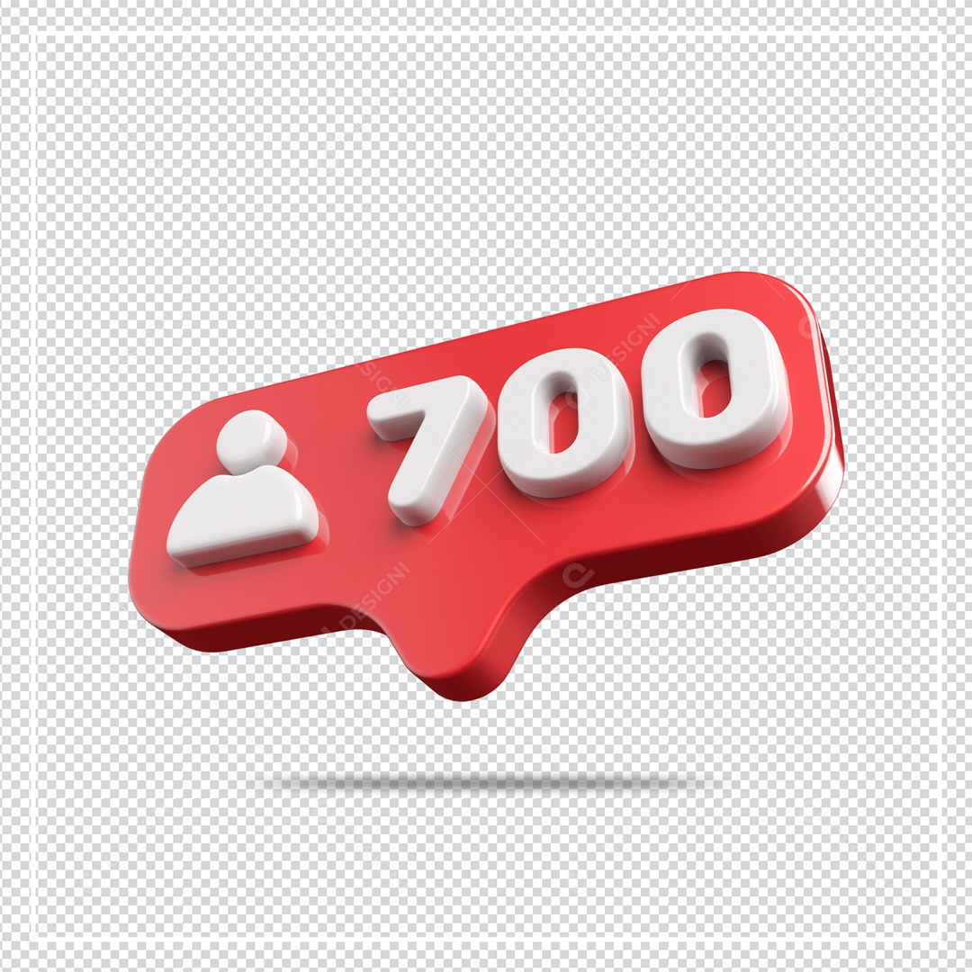 Ícone 3D de perfil com Seguidores 700 Elemento para Composição PSD