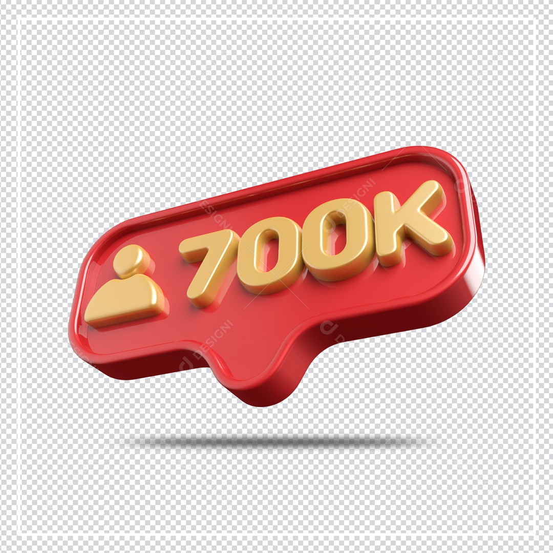 Ícone 3D de perfil com Seguidores 700k Elemento para Composição PSD