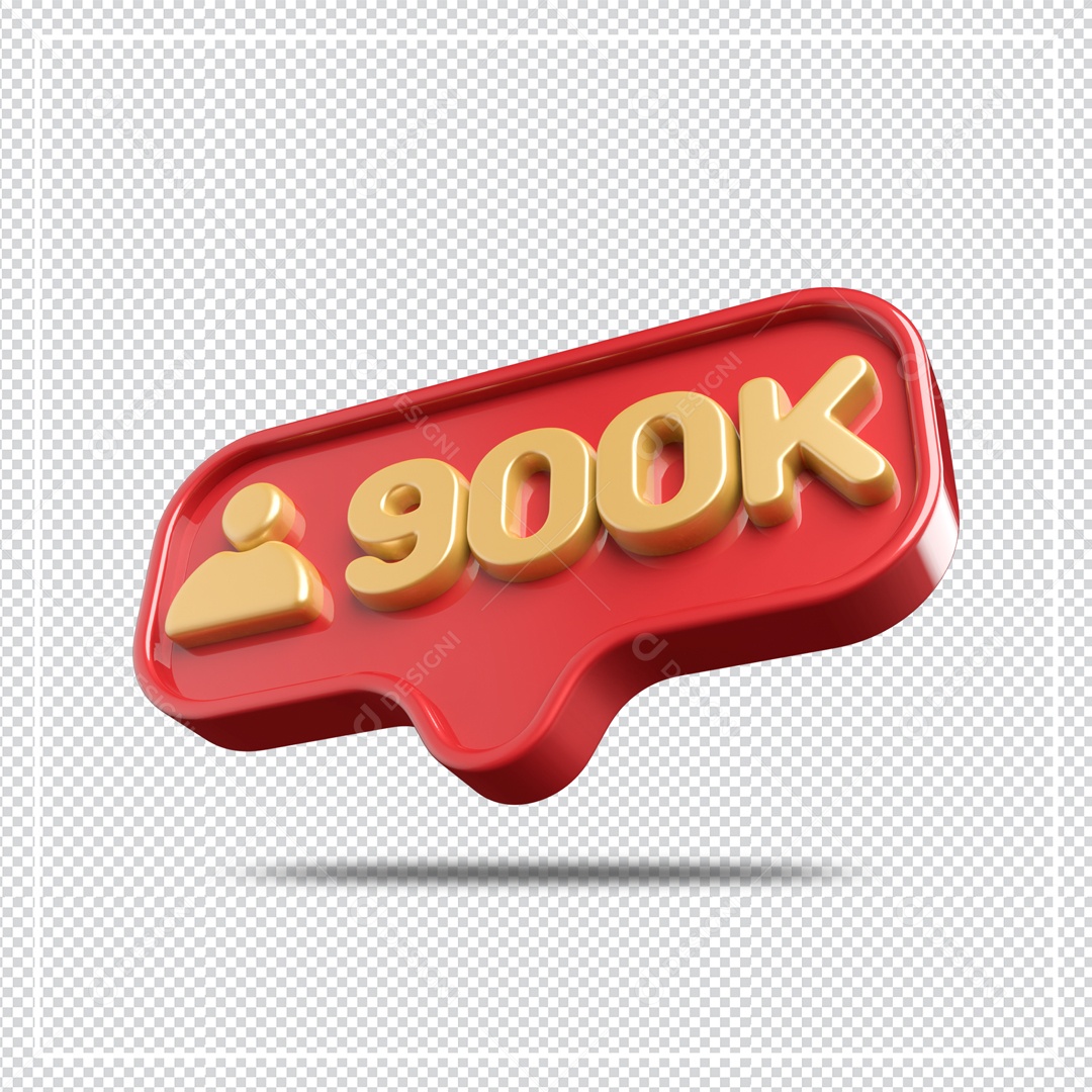 3D Profile Icon with Followers 900K Element for Compositing PSD