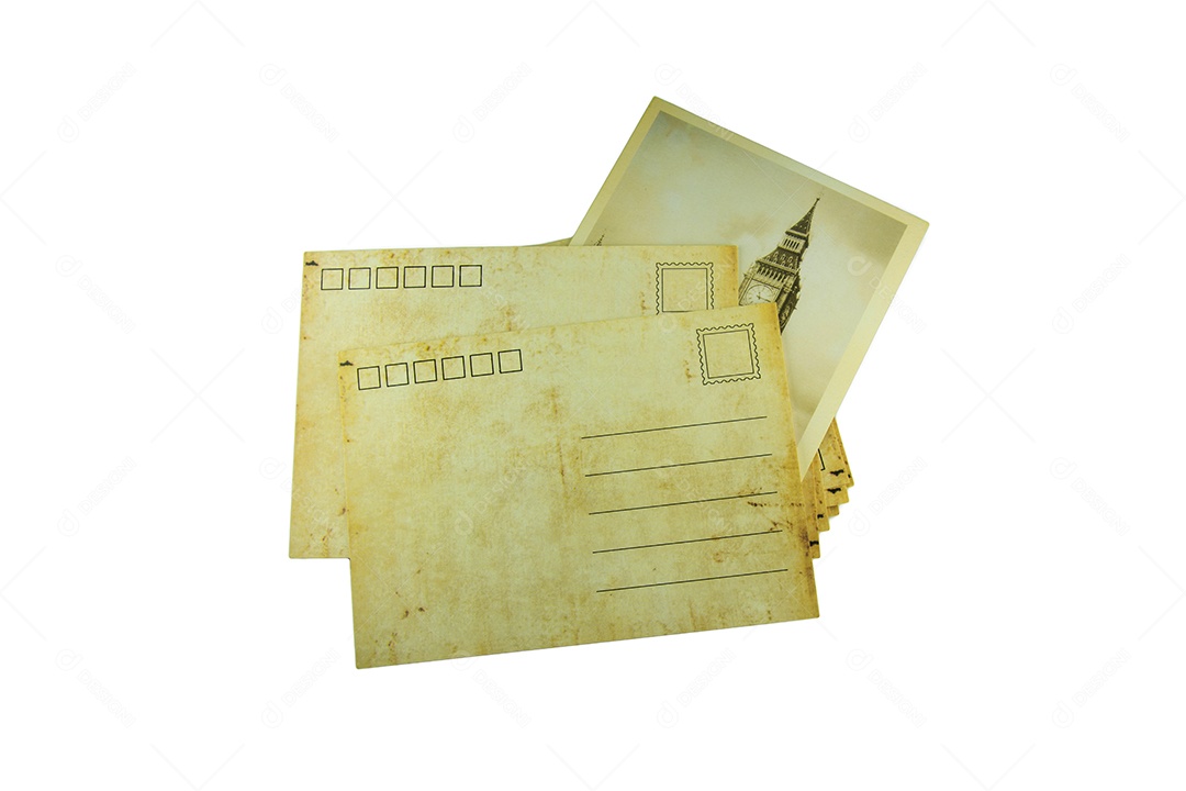 antigo cartão postal em fundo branco