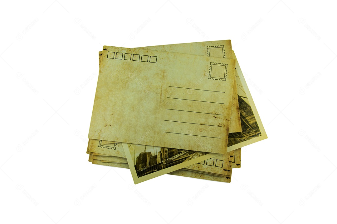 antigo cartão postal em fundo branco