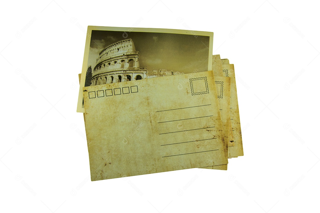 antigo cartão postal em fundo branco