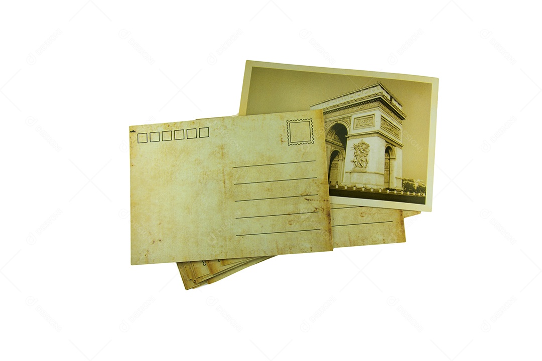 antigo cartão postal em fundo branco