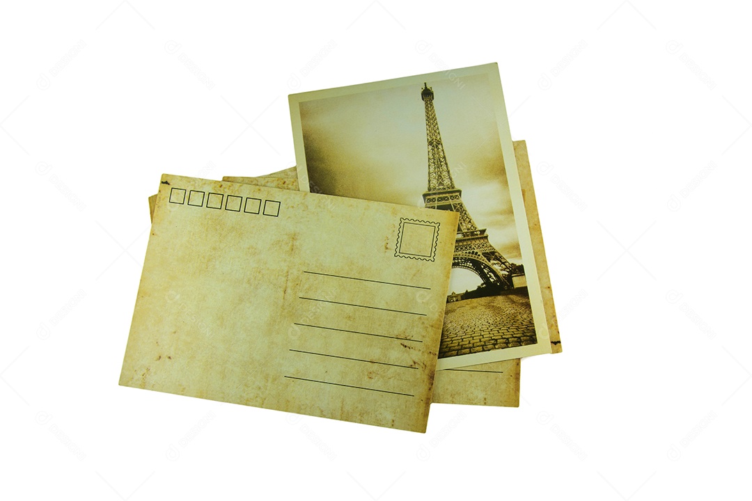 antigo cartão postal em fundo branco