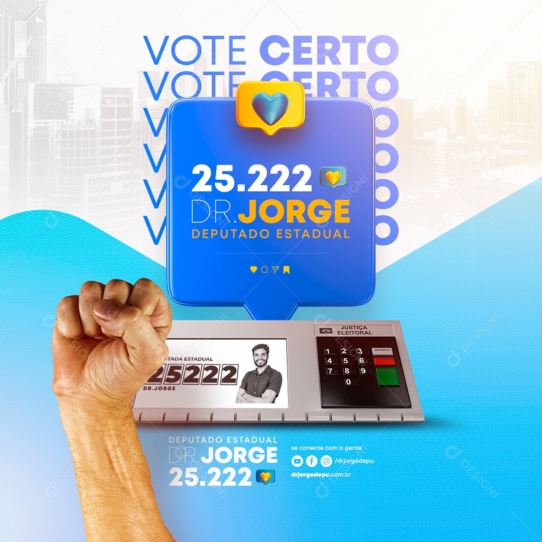 Vote Certo Deputado Política Social Media PSD Editável