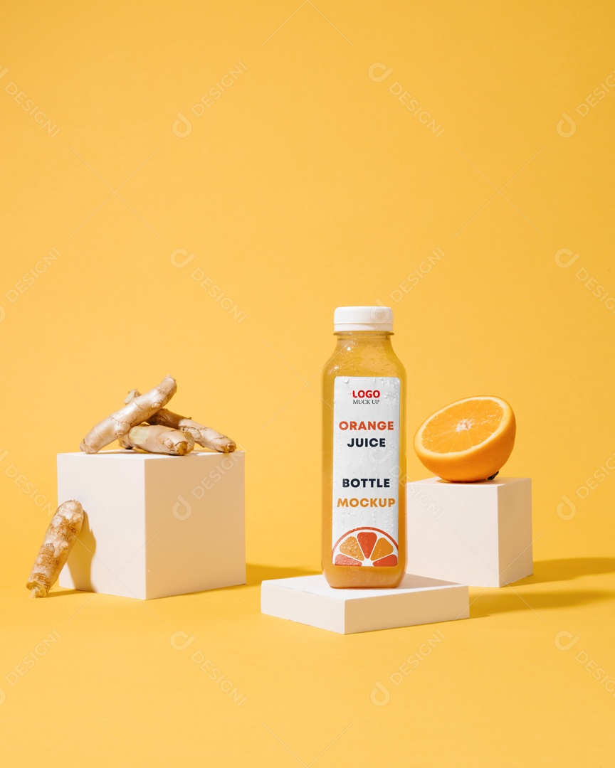 Garrafa de Plástico Laranja Mockup PSD