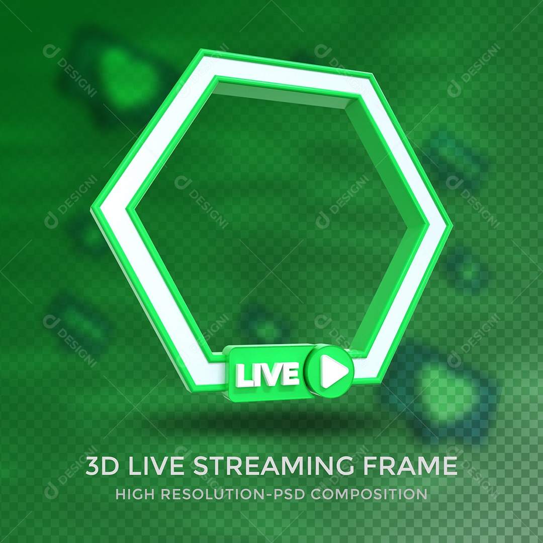 Quadro de Live Elemento 3D Verde para Composição PSD