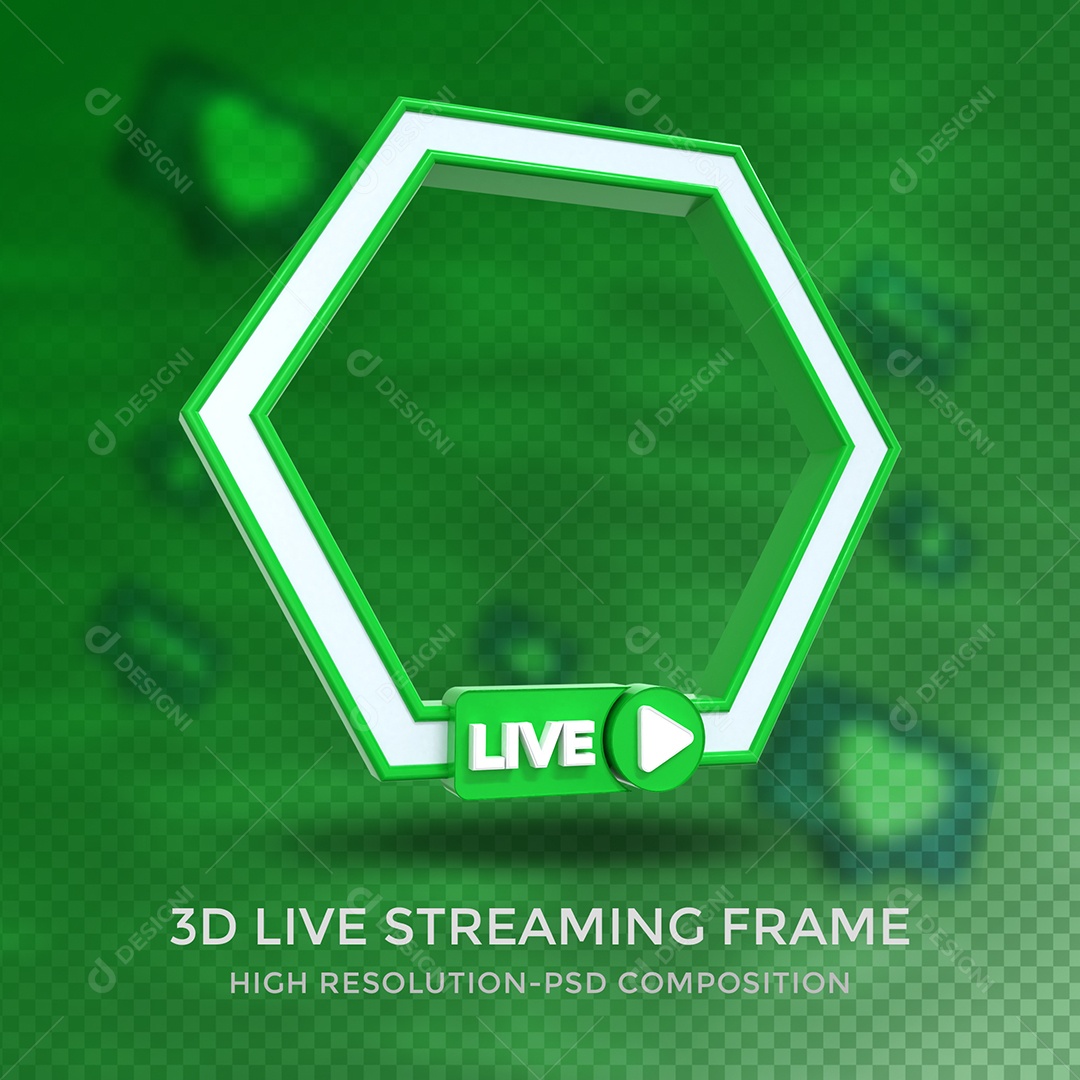 Quadro de Live Elemento 3D Verde para Composição PSD