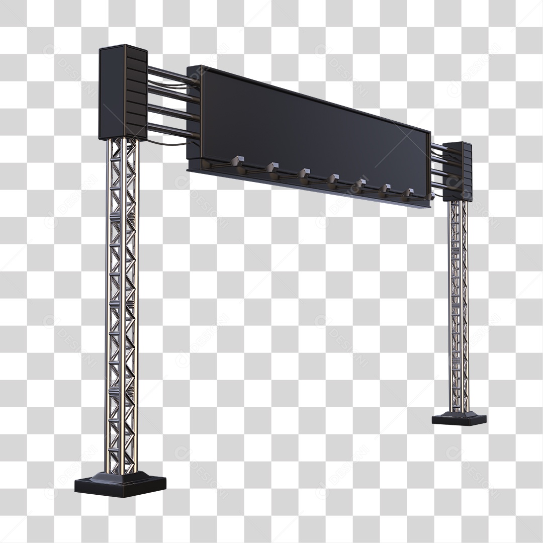 Placa de Rodovias e Palco Elemento 3D PNG Transparente