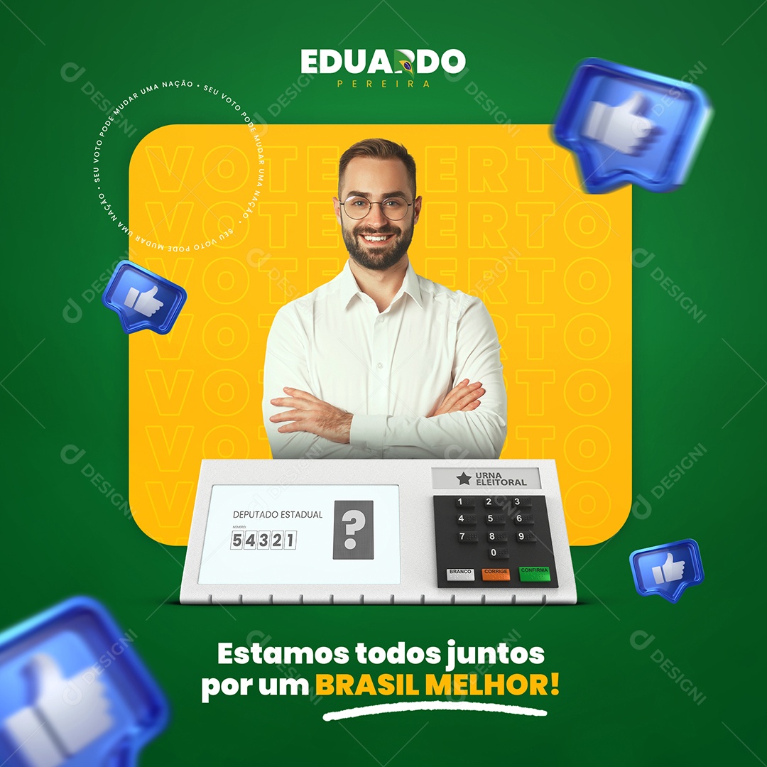 Estamos todos juntos por um Brasil Melhor Política Social Media PSD Editável