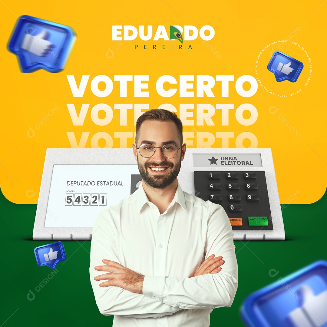Vote Certo Eduardo Pereira Política Social Media PSD Editável