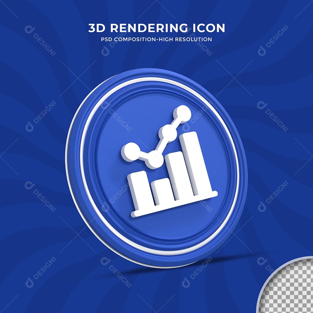 Ícone 3D Gráfico azul para Composição PSD