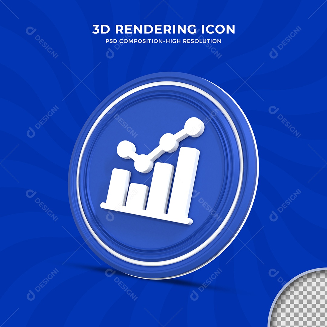 Ícone 3D Gráfico azul para Composição PSD