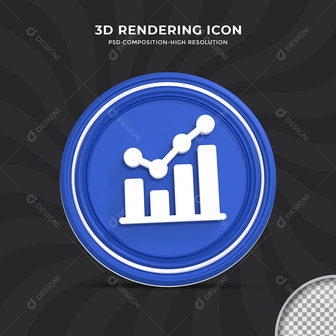 Ícone 3D Gráfico azul para Composição PSD