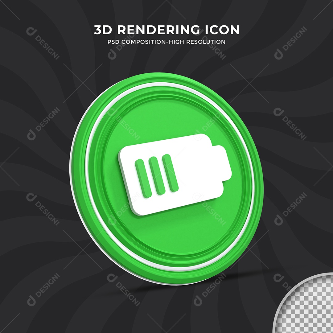Ícone de Carregamento de Bateria Elemento 3D para Composição PSD