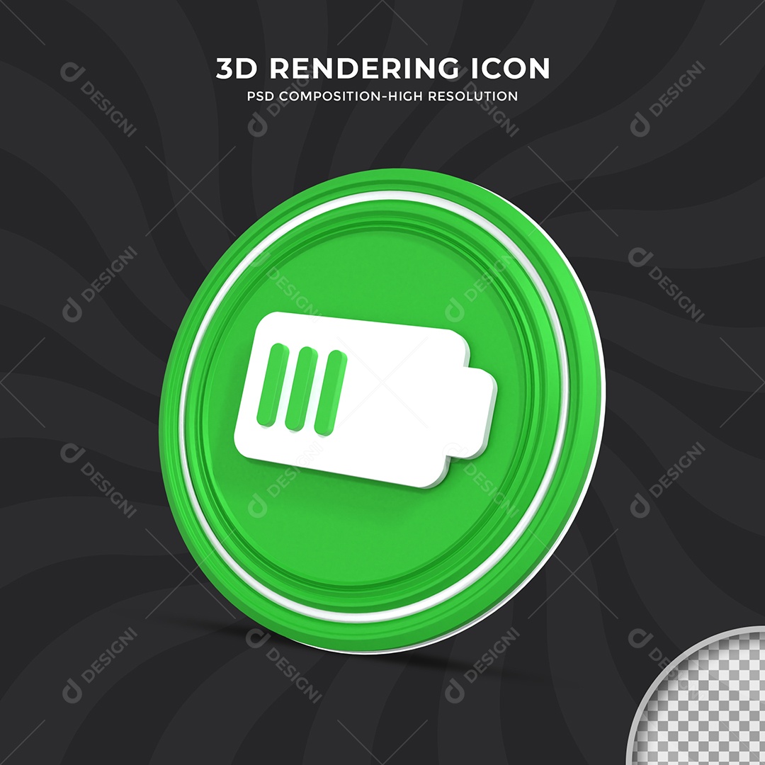 Ícone de Carregamento de Bateria Elemento 3D para Composição PSD