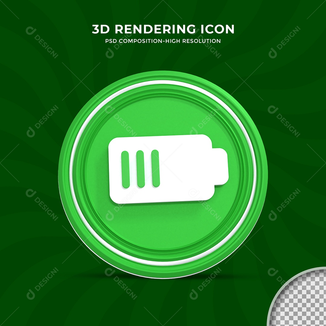 Ícone de Carregamento de Bateria Elemento 3D para Composição PSD