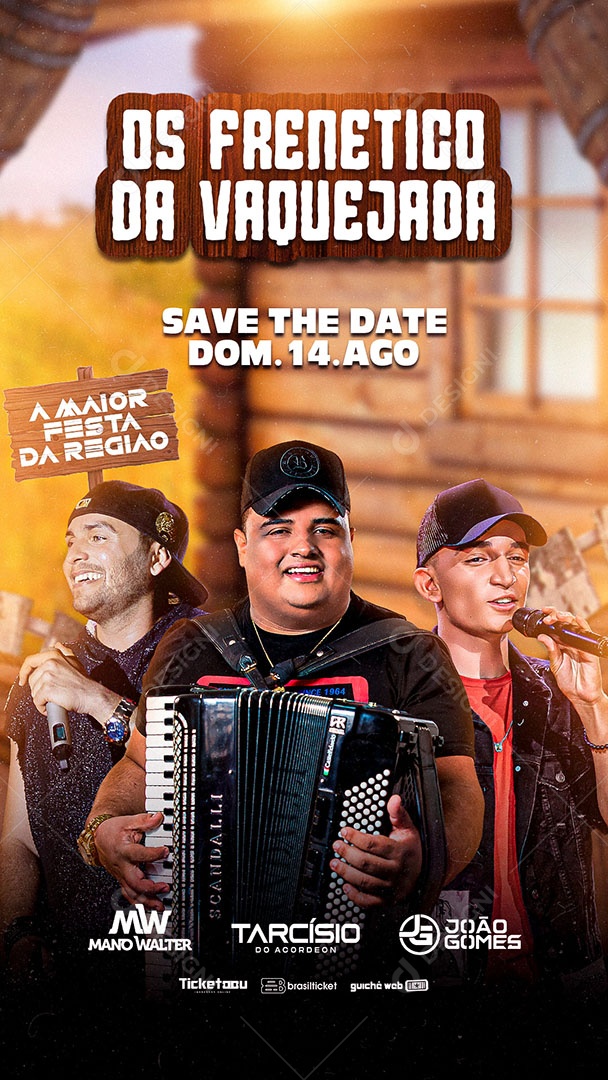 Flyer Story Show Tarcisio do Acordeon João Gomes e Mano Walter Social Media PSD Editável