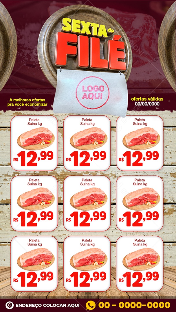 Social Media Encarte Digital Sexta do Filé PSD Editável