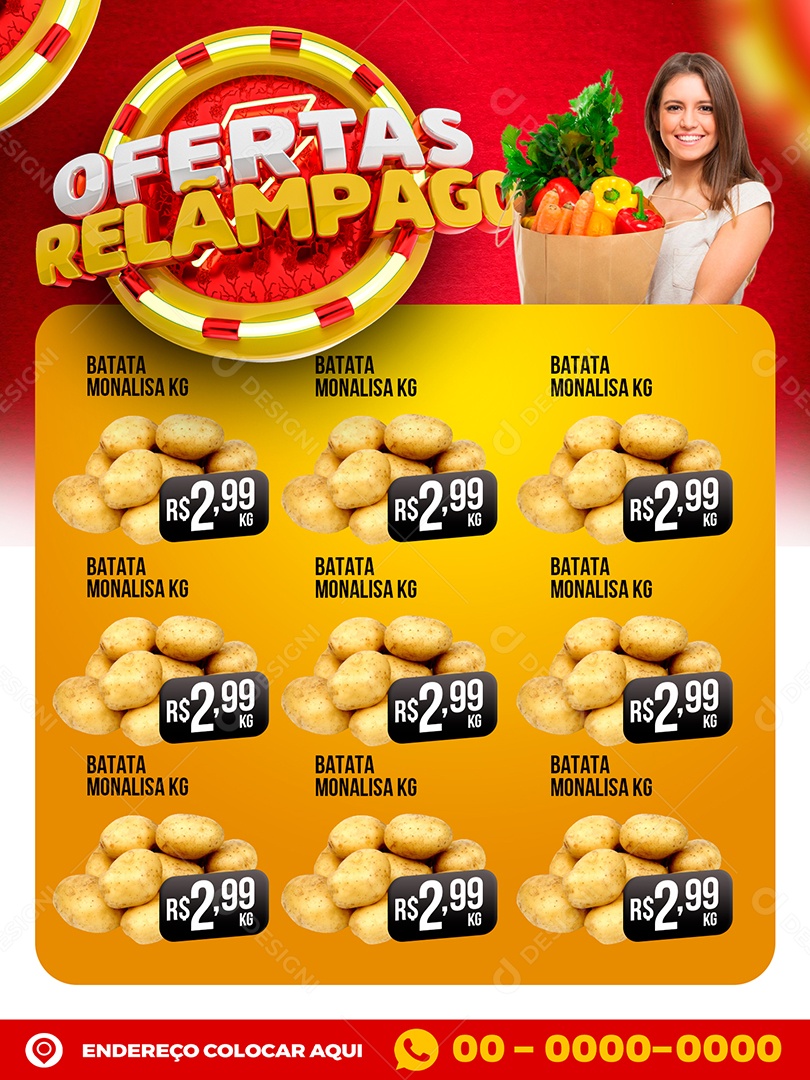 Social Media Encarte Ofertas  Relampago Frutas e Verduras PSD Editável