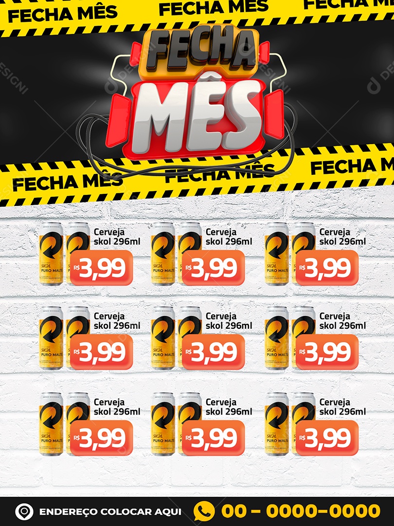 Social Media Encarte Distribuidora Fecha Mês Bebidas PSD Editável