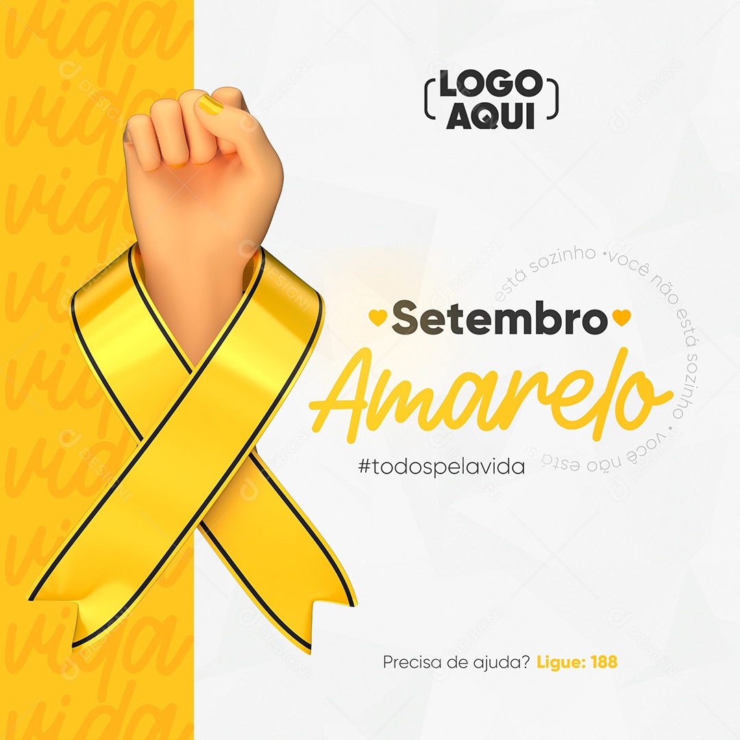 Setembro Amarelo todos pela vida Social Media PSD Editável