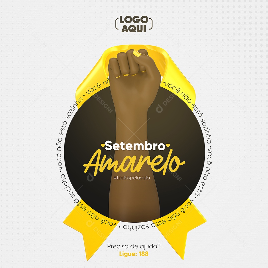 Social Media Todos pela vida você não está sozinho Setembro Amarelo PSD Editável