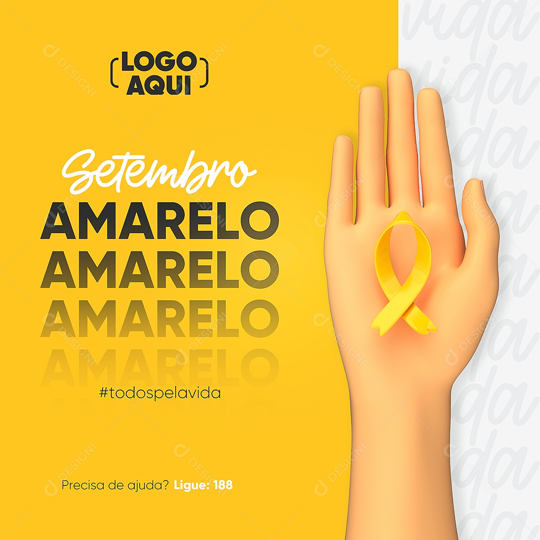 Social Media Todos pela vida Setembro Amarelo PSD Editável