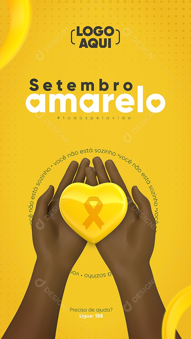 Story Você não está sozinho todos pela vida Setembro Amarelo Social Media PSD Editável