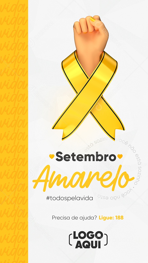 Story Todos pela vida Setembro Amarelo Social Media PSD Editável