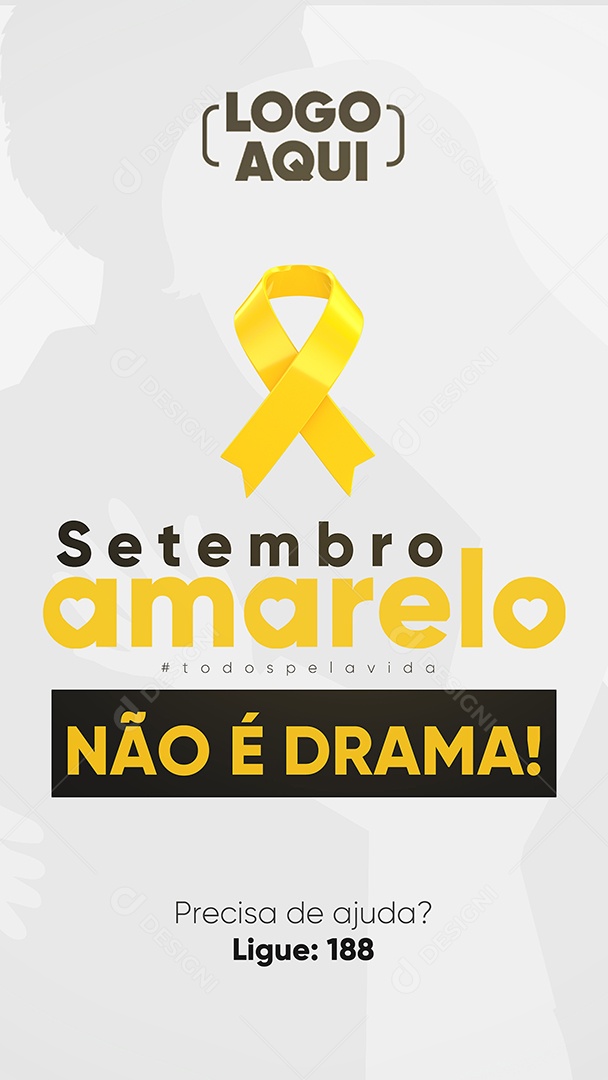 Story Não é drama todos pela vida Setembro Amarelo Social Media PSD Editável