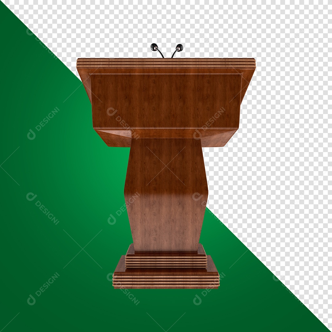 Pódio de Fala de madeira com Microfones Elemento 3D PSD