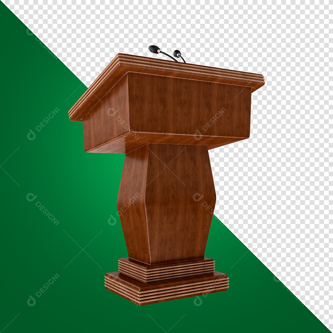 Pódio de Fala de madeira com Microfones Elemento 3D PSD