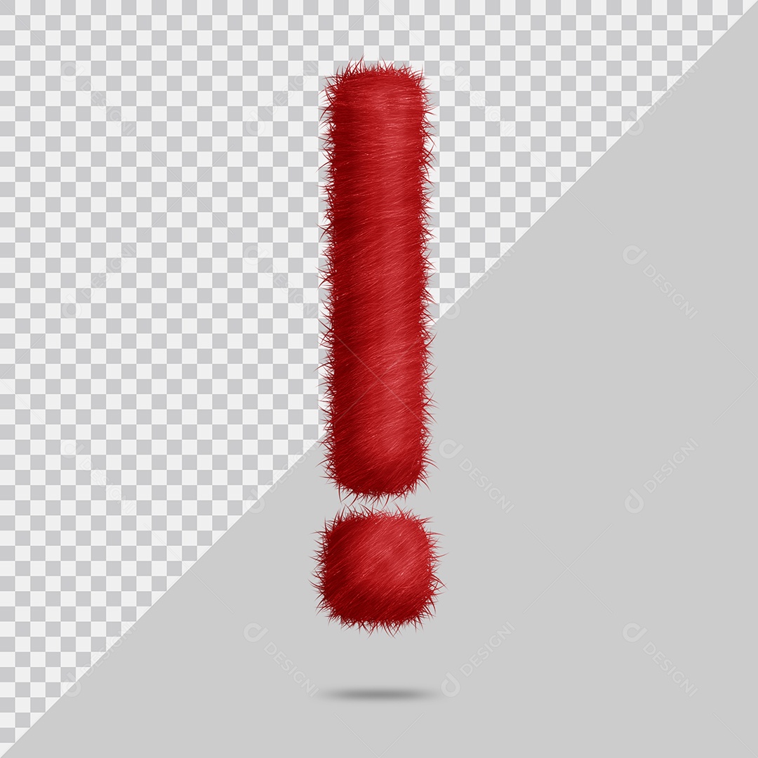 Ponto De Exclamação ! com pele Vermelha Ilustração 3D PSD