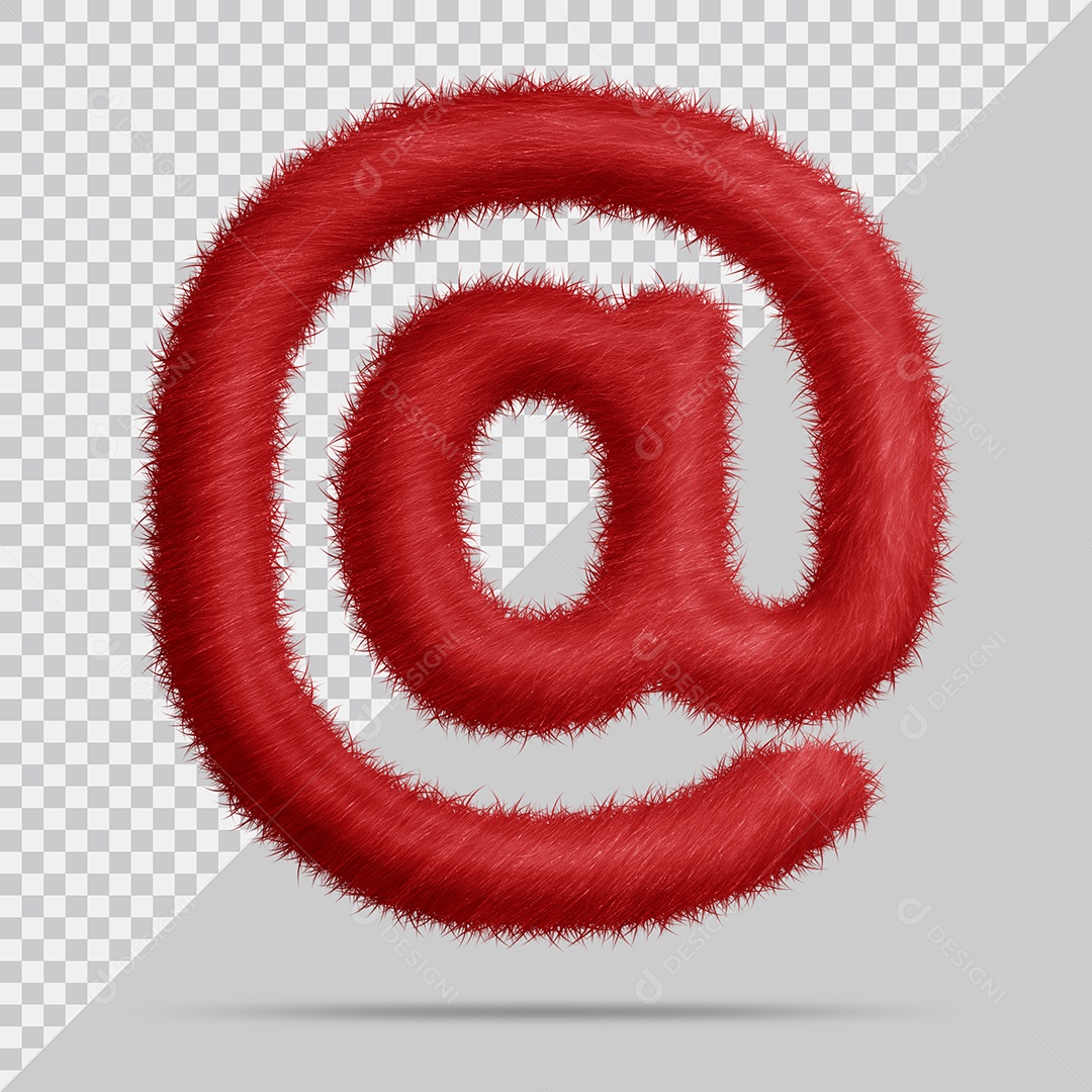 Ícone @ com pele Vermelha Ilustração 3D PSD