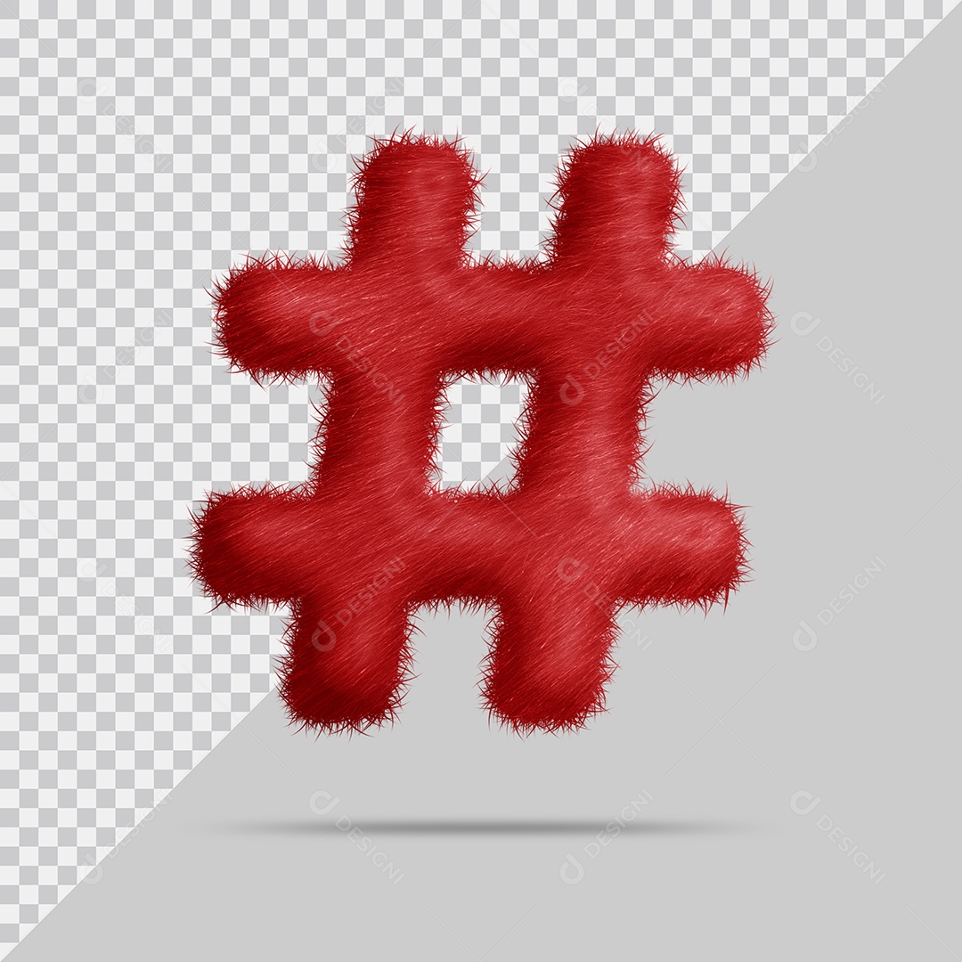 Ícone # com pele Vermelha Ilustração 3D PSD