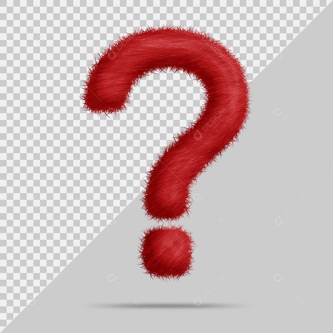 Ponto De Interrogação com pele Vermelha Ilustração 3D PSD
