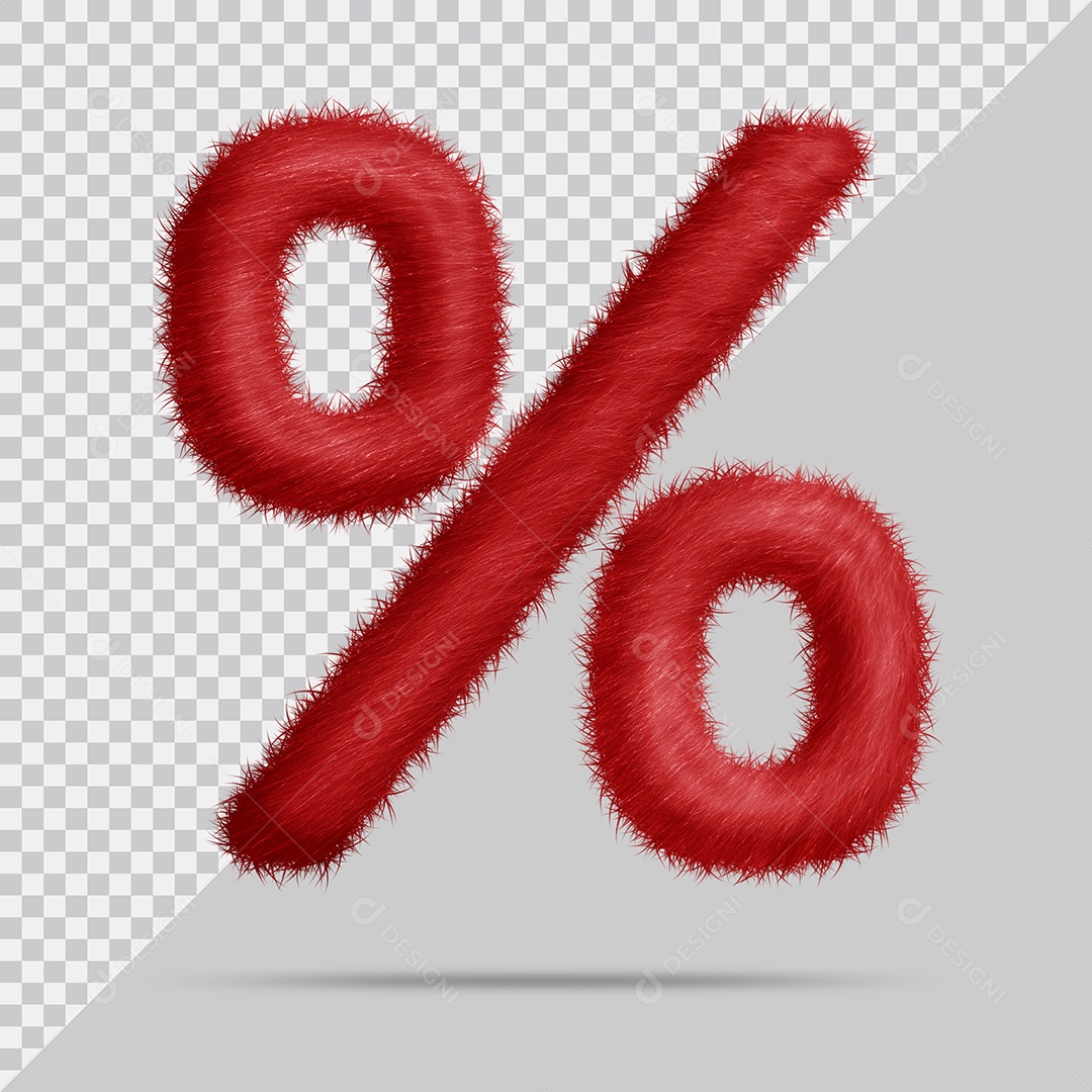 Ícone % com pele Vermelha Ilustração 3D PSD