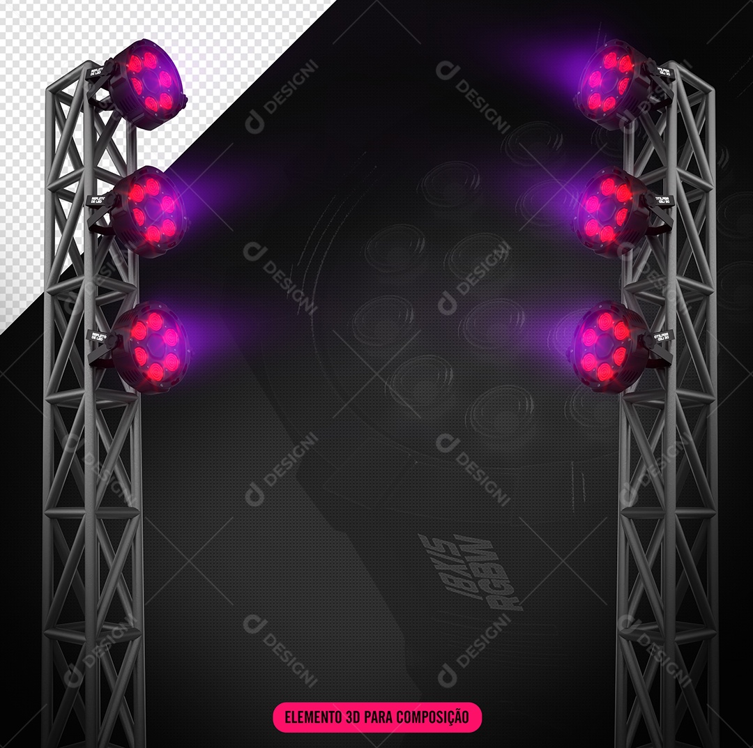 Refletor de Luz com Luzes Elemento 3D para Composição PSD