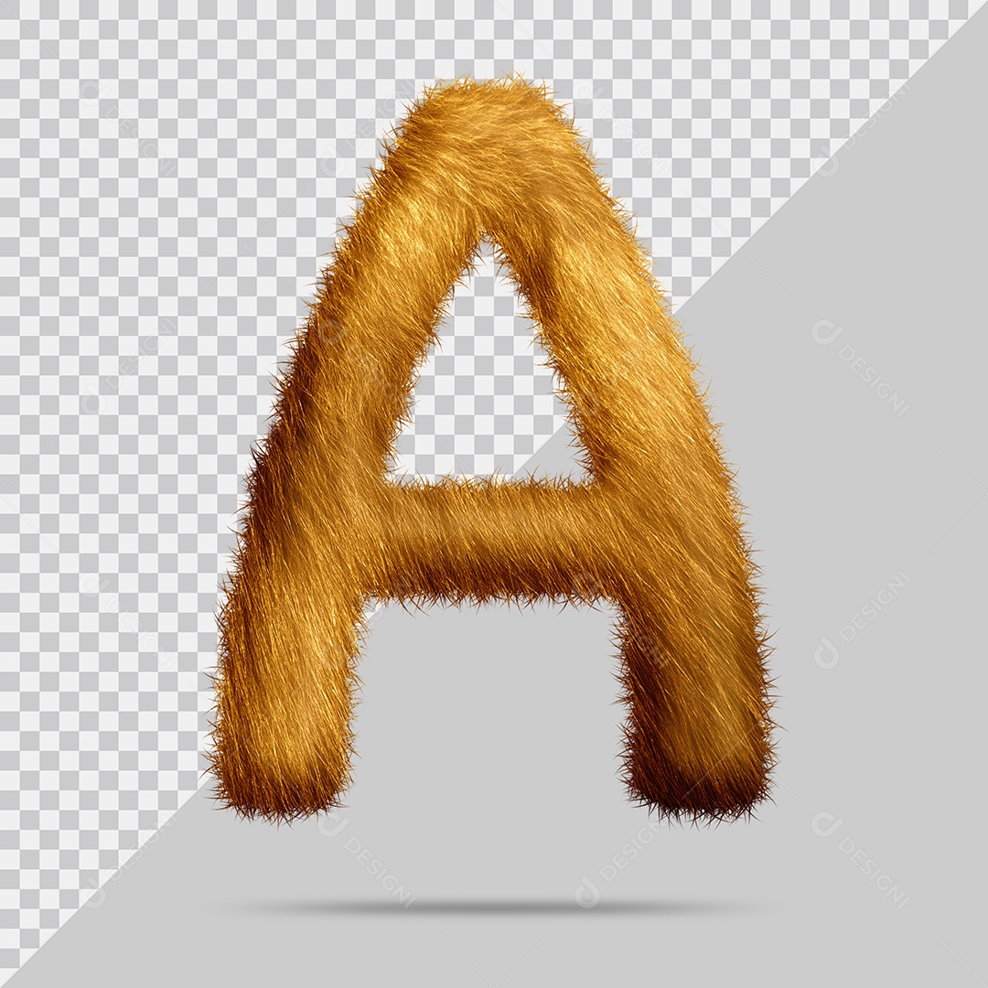 Letra A com pele Marrom Ilustração 3D PSD