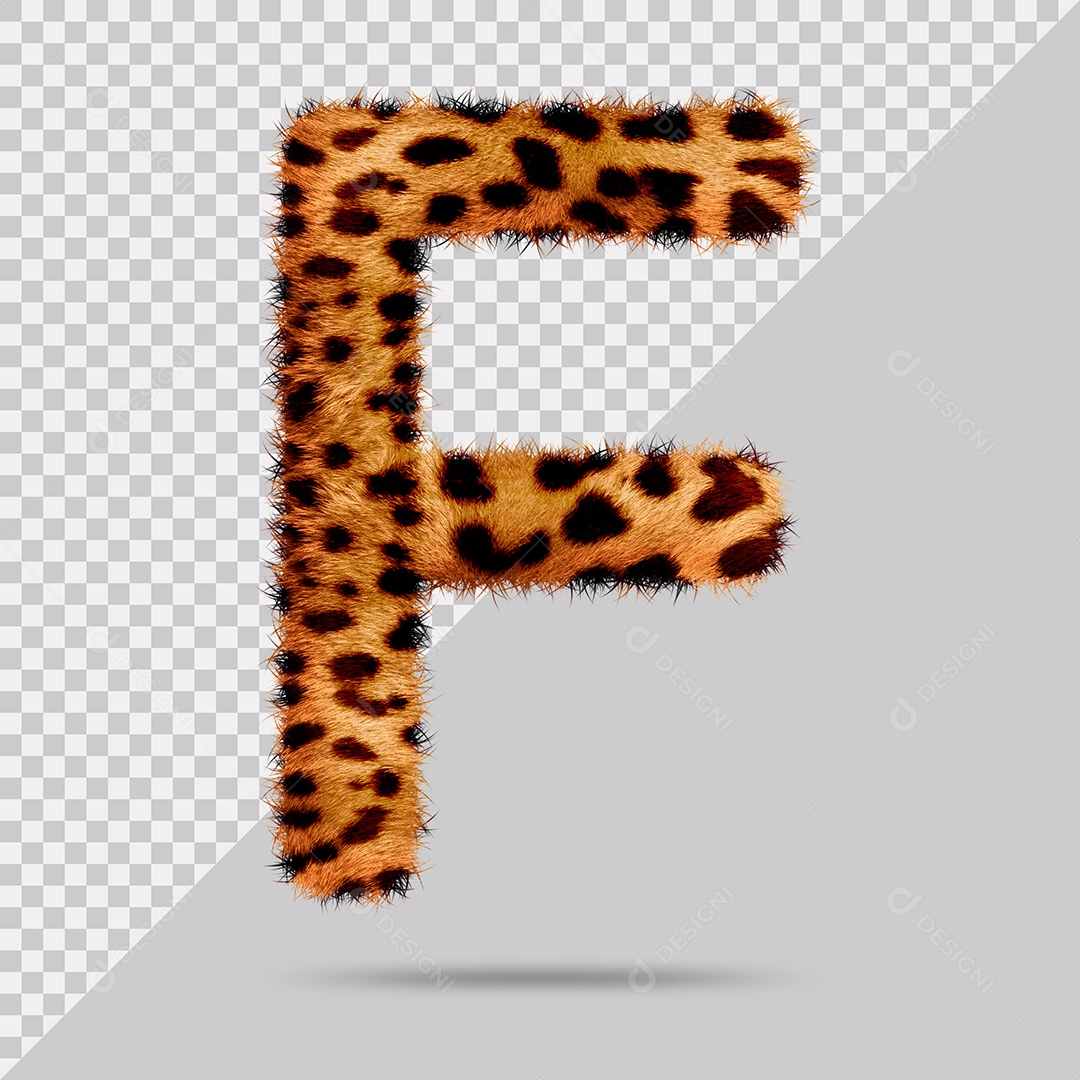 Letra F com pele Marrom Pintada Ilustração 3D PSD