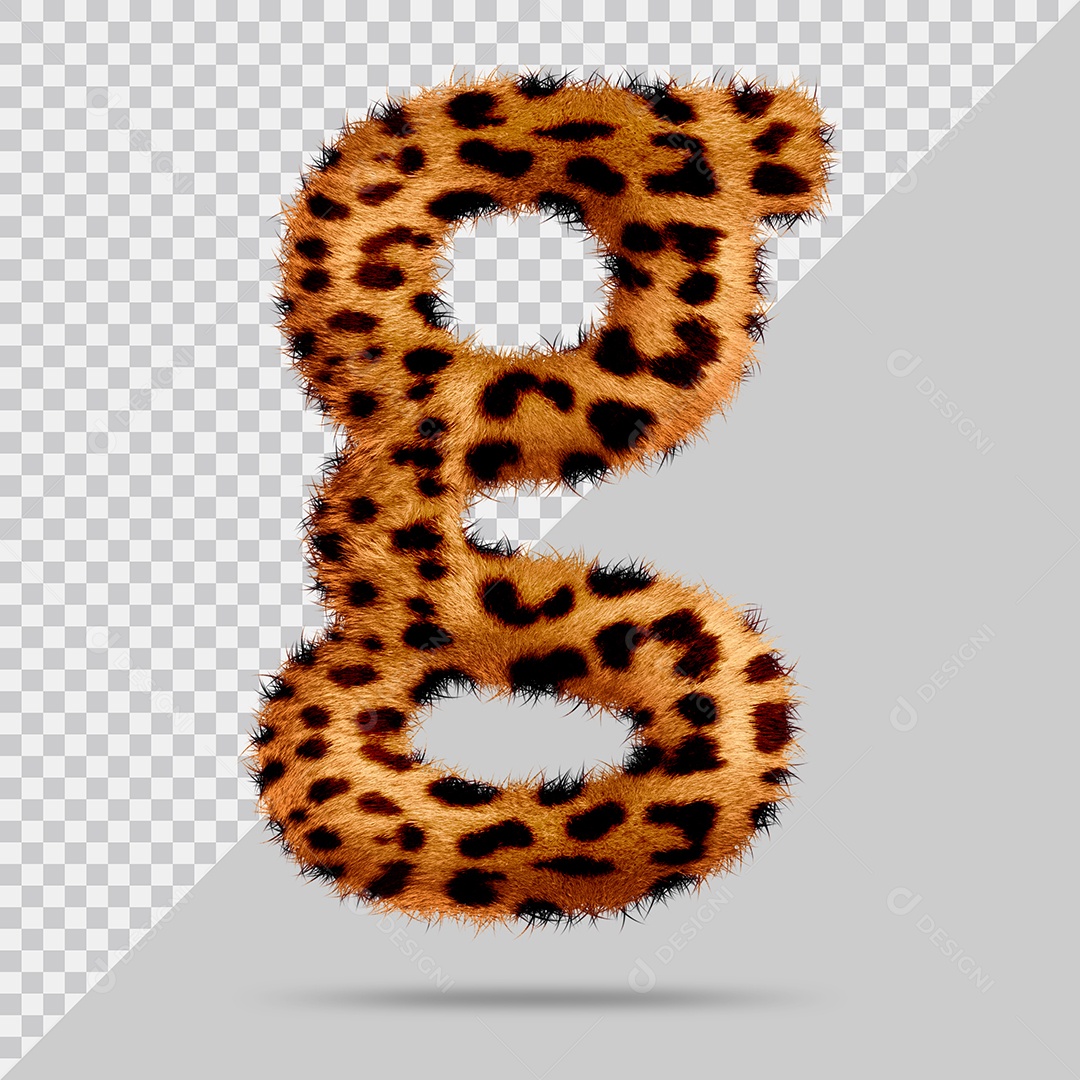 Letra G com pele Marrom Pintada Ilustração 3D PSD