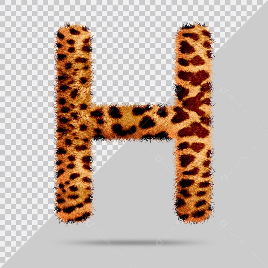 Letra H com pele Marrom Pintada Ilustração 3D PSD