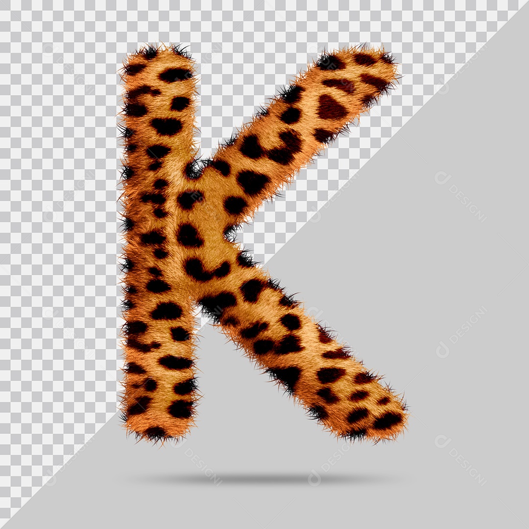 Letra K com pele Marrom Pintada Ilustração 3D PSD